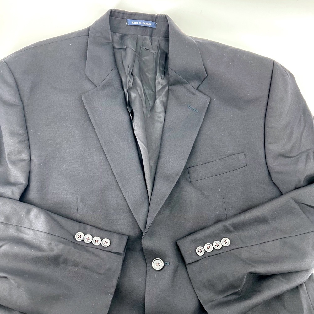 Vintage Ralph Ralph Lauren Mens 44R Black Blazer Sport Coat Wool‎ Made in Canada